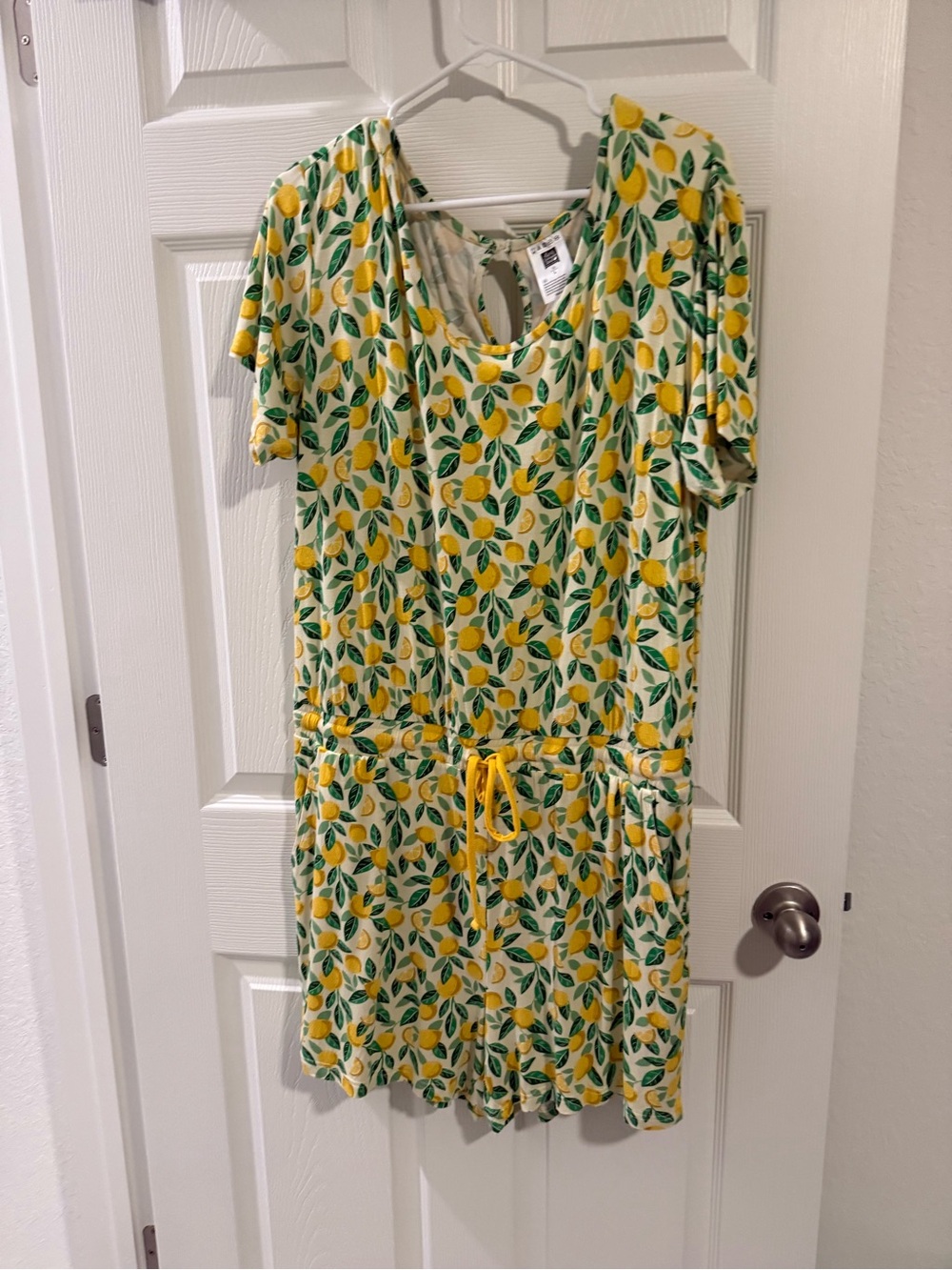 Aldi viral Lemon Print Short Sleeve Romper - Yellow & Green